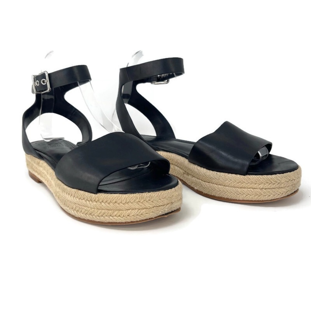 Vince Camuto Kathalia Platform Sandal, Black Leather, Women's Size 8.5